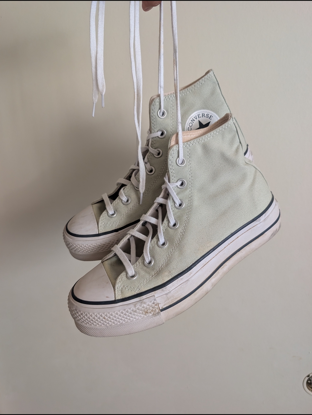 Converse High Top Sneakers in Pale Sage Green - Picture 5 of 8